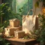 Pochettes et sacs en carton recyclable, illustration de packaging écoresponsable